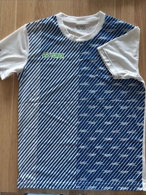 Yonex Men’s White & Blue Diagonal Stripe Performance Tee